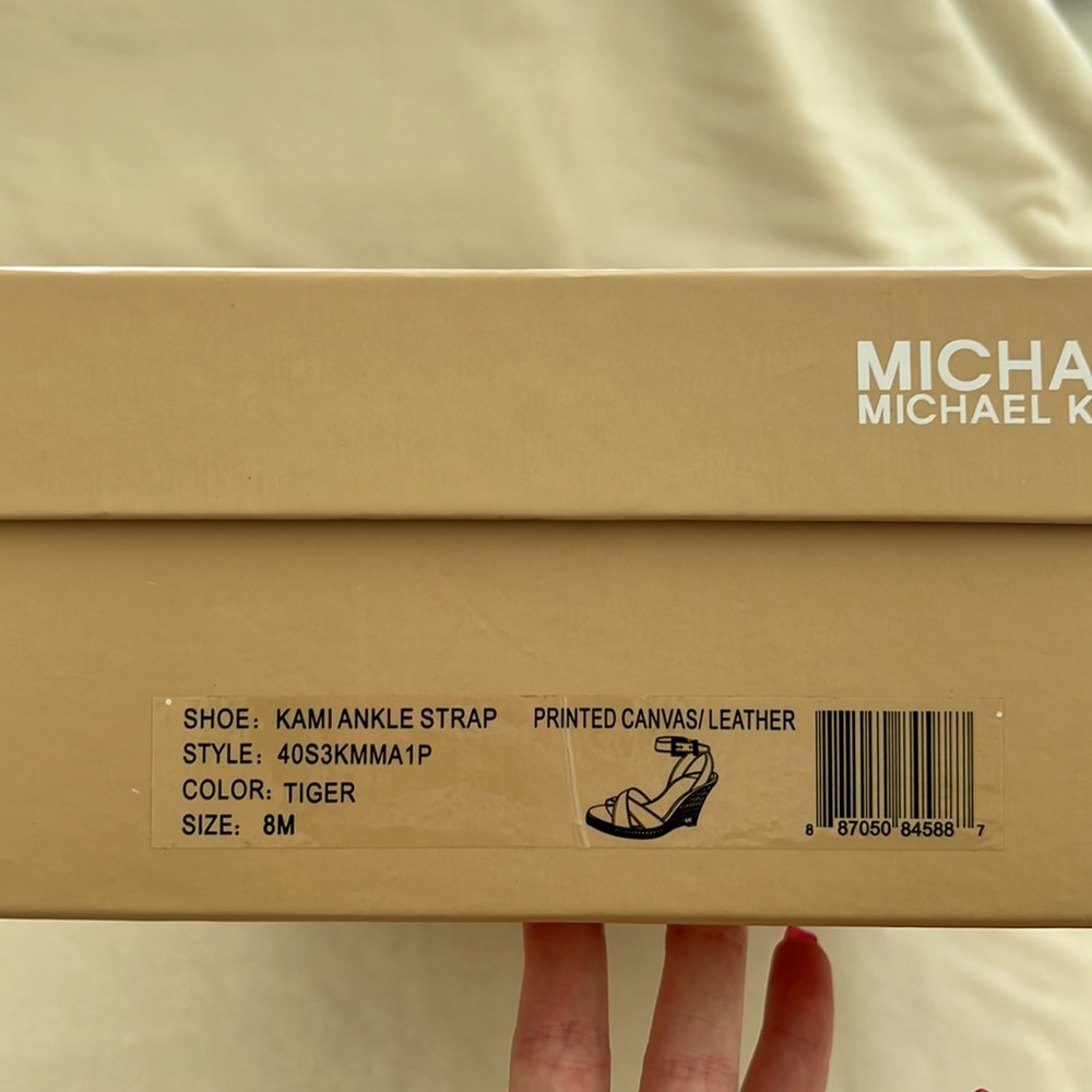 MICHAEL Michael Kors Beige and Dark Brown Wedge Sandals - Picture 9 of 10
